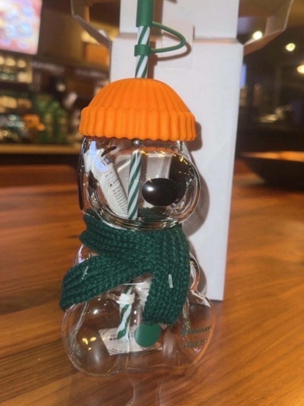 Authentic Starbucks Peanuts Snoopy Glass Cup - Picture 3 of 3